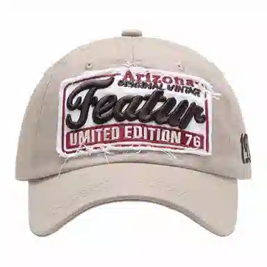 木林森 美式复古水洗做旧 时尚复古贴布立体刺绣弯檐遮阳 棉 鸭舌帽 男女同款情侣款