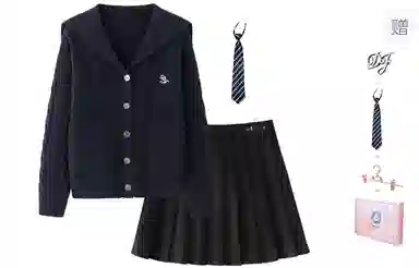 东鲸岁时记 学院风海军领复古绞花上衣毛衣外套学姐感松弛感宽松文艺风经典格纹半裙穿搭一整套裙装套装 秋冬季 女款 礼盒装 米白色