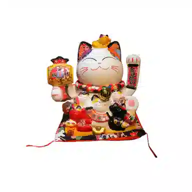 咕轹 陶瓷自动招手招财猫可爱  潮流衍生品