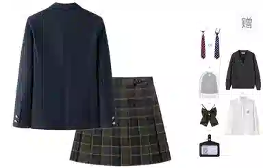 东鲸岁时记 学院风纯色长袖上衣格子百褶短裙制服 女款 礼盒装 黑色