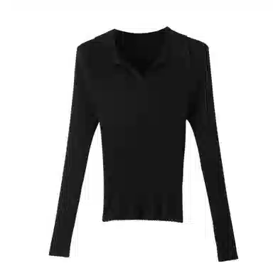 晚白 软糯不扎肤高弹力针织衫 女款 黑色