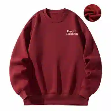 大卫贝肯 美式复古简约宽松休闲圆领长袖卫衣 男女同款 西瓜粉