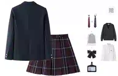 东鲸岁时记 学院风纯色长袖上衣格子百褶短裙制服 女款 礼盒装 黑色