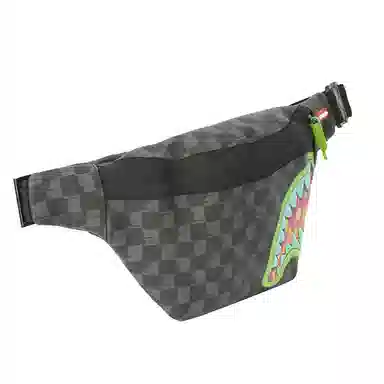 Sprayground Checkerboard Shark Mouth Waist Bag Black