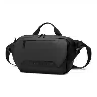 维多利亚旅行者 多功能可扩容潮流休闲时尚百搭上班通勤户外骑行 皮膜 胸包腰包 男款 黑色