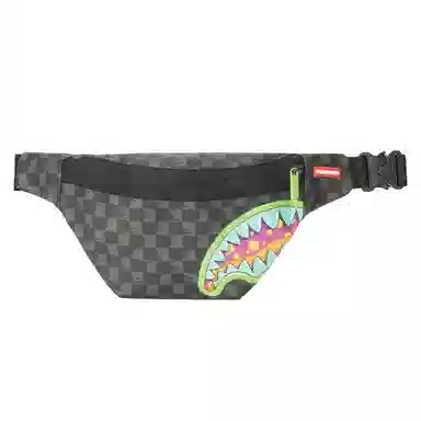 Sprayground Checkerboard Shark Mouth Waist Bag Black