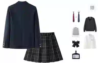 东鲸岁时记 学院风纯色长袖上衣格子百褶短裙制服 女款 礼盒装 黑色