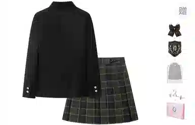 东鲸岁时记 学院风修身西服格子伯克利半身裙制服 女款