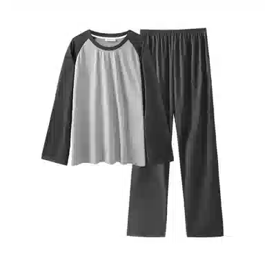 润微 休闲可外穿长袖亲肤透气长裤睡衣套装 男款