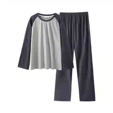 润微 休闲可外穿长袖亲肤透气长裤睡衣套装 男款