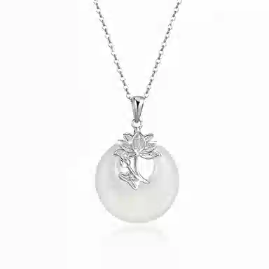 幸囍礼 荷塘月色锁骨链 新中式清冷感荷花轻奢高级氛围温婉 大方通勤 玉髓 玉石项链 男女同款情侣款