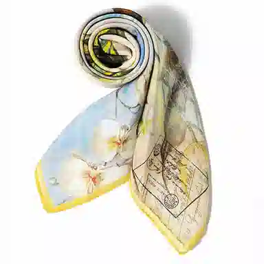 上海故事 百搭春秋时尚装饰喷绘外出 棉 桑蚕丝 绒线围巾 女款