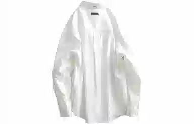 见川 日系复古拼接极简水洗微阔长袖衬衫 男女同款