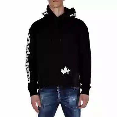DSQUARED2 Logo Maple Leaf Hoodie Black