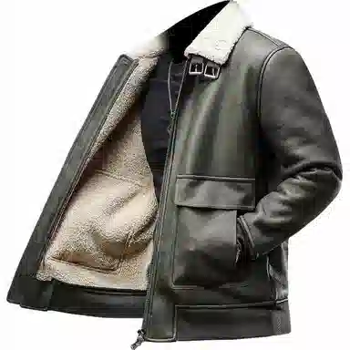 季言 加绒加厚复古机车皮衣 男款