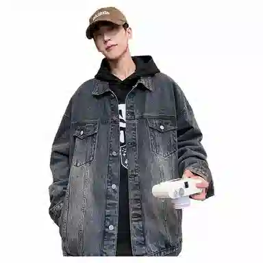 玉儿恋 美式高街休闲百搭水洗宽松开衫基础款舒适简约水洗复古牛仔外套 男女同款