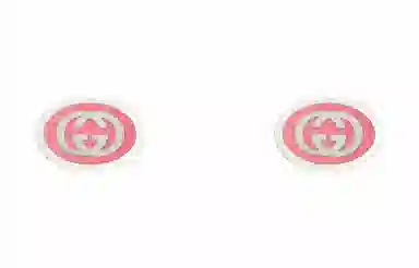 Gucci Interlocking Double G Enamel Earrings Pink