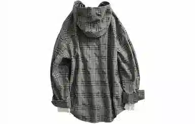 见川 日系极简工装风重水洗棉麻料连帽阔版长袖衬衫 男女同款