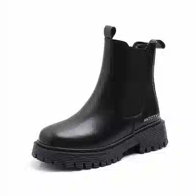 蚂蚁城 超纤皮 户外复古英伦风  机能厚底 耐磨 舒适 百搭 短筒 切尔西靴 女款 黑色