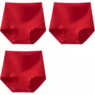 欧迪芬 大红系列 纯色简约高腰收腹抑菌内裤 女款 组合装