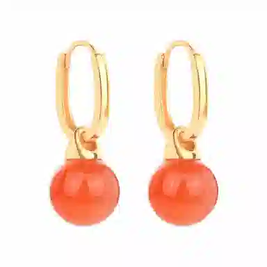 琦珂 霞色圆满蜜色转运珠新中式民族风复古气质国潮百搭古风配饰 玛瑙 耳环 女款