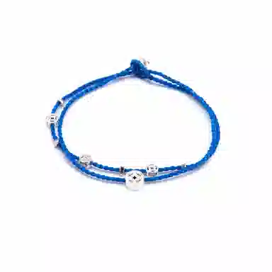 【s925银 财源广进】 聆听花开 新中式新国风有钱花蓝色手绳 民族风文艺时尚气质百搭简约时尚#好运 涤纶 手链 男女同款情侣款