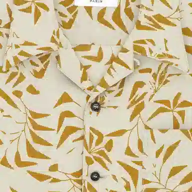 Saint Laurent SS23 Palm Tree Print Short Sleeve Shirt Beige