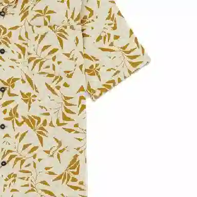 Saint Laurent SS23 Palm Tree Print Short Sleeve Shirt Beige