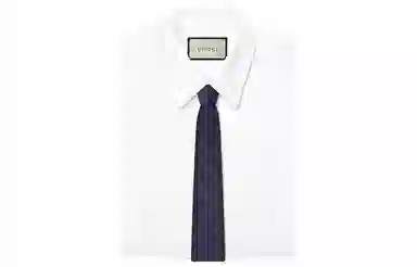 GUCCI Double G Jacquard Tie Navy Blue