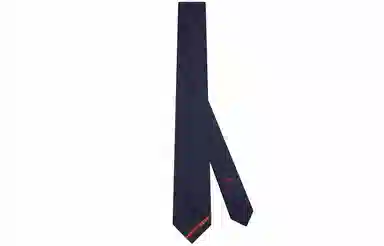 GUCCI Double G Jacquard Tie Navy Blue