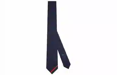 GUCCI Double G Jacquard Tie Navy Blue