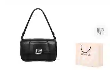 妙迪 时尚百搭休闲磁扣开合 羊皮 单肩包 女款 松露黑
