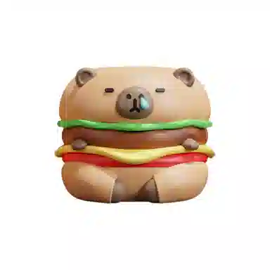 咕轹 卡通汉堡卡皮巴拉可爱  潮流衍生品