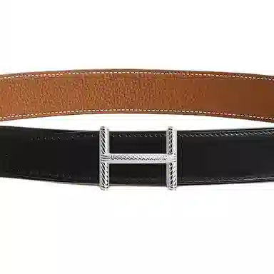 Hermes Twisted Leather Belt Black 3.2CM