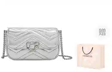 妙迪 小香风绣线 真皮羊皮 链条包单肩斜挎 小号 女款 墨染黑/奶昔白/月光银