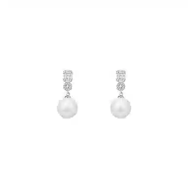 芒果饰品 镶钻爆闪珍珠 铜 耳环 女款