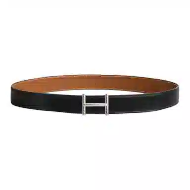 Hermes Twisted Leather Belt Black 3.2CM