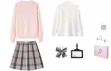 东鲸岁时记 慵懒风宽松高级感学院风舒适套头针织衫长袖衬衫经典格子百褶短裙制服 女款