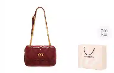 妙迪 时尚休闲纯色 牛皮 单肩包 女款 勃艮第红
