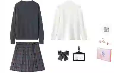 东鲸岁时记 慵懒风宽松高级感学院风舒适套头针织衫长袖衬衫经典格子百褶短裙制服 女款