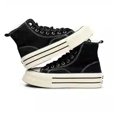 Mengsai High Top Canvas Sneakers Black