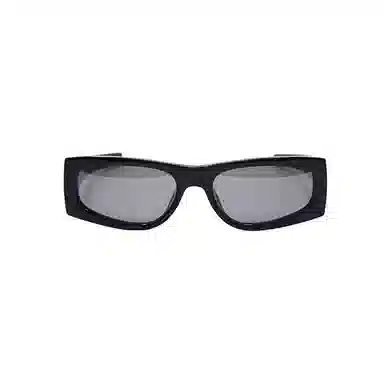 Saint Laurent Letter Interlace Slim Rectangular Sunglasses Black Silver