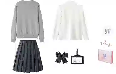 东鲸岁时记 慵懒风宽松高级感学院风舒适套头针织衫长袖衬衫经典格子百褶短裙制服 女款