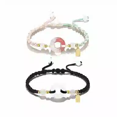 【玛瑙转运扣】 饰伴 平安喜乐转运平安扣国风本命年开运平安平安顺遂薄荷曼波手工编织绳手绳 事事如意 琉璃 玉石手链 男女同款情侣款