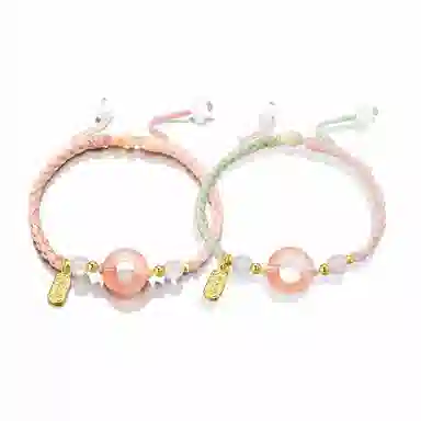 【玛瑙转运扣】 饰伴 平安喜乐转运平安扣国风本命年开运平安平安顺遂薄荷曼波手工编织绳手绳 事事如意 琉璃 玉石手链 男女同款情侣款