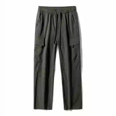 人本 户外百搭纯色中腰系带直筒宽松休闲裤 男女同款 黑色