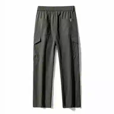 人本 户外百搭纯色中腰系带直筒宽松休闲裤 男女同款 黑色