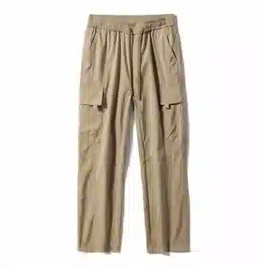 人本 户外百搭纯色中腰系带直筒宽松休闲裤 男女同款 黑色