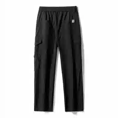 人本 户外百搭纯色中腰系带直筒宽松休闲裤 男女同款 黑色