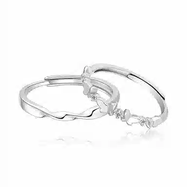 克兰茜 钟爱久久 莫比乌斯蝶恋 小众轻奢高级感设计森系蝴蝶环环相扣指环 礼盒可调节开口戒 锆石 戒指 男女同款情侣款